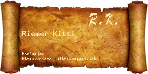 Riemer Kitti névjegykártya